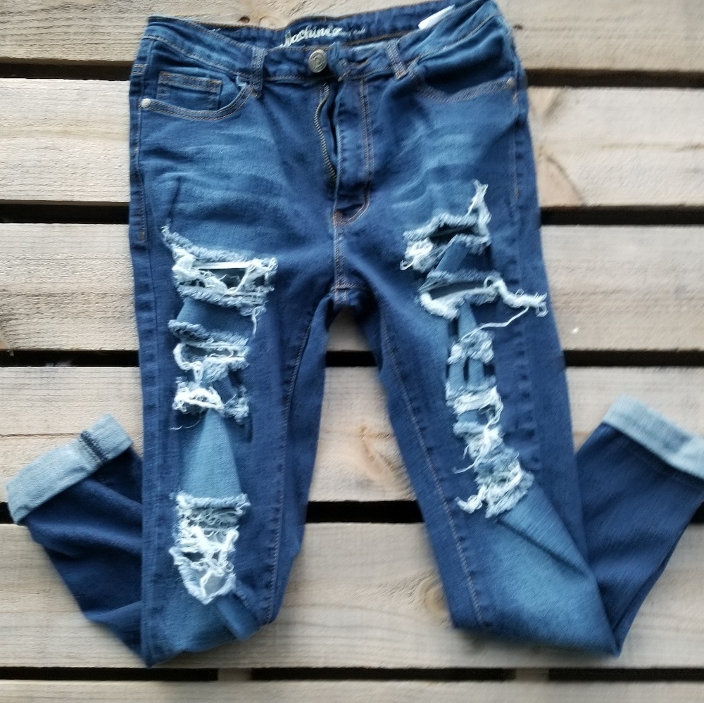 Machine Disstressed Skinny Jeans